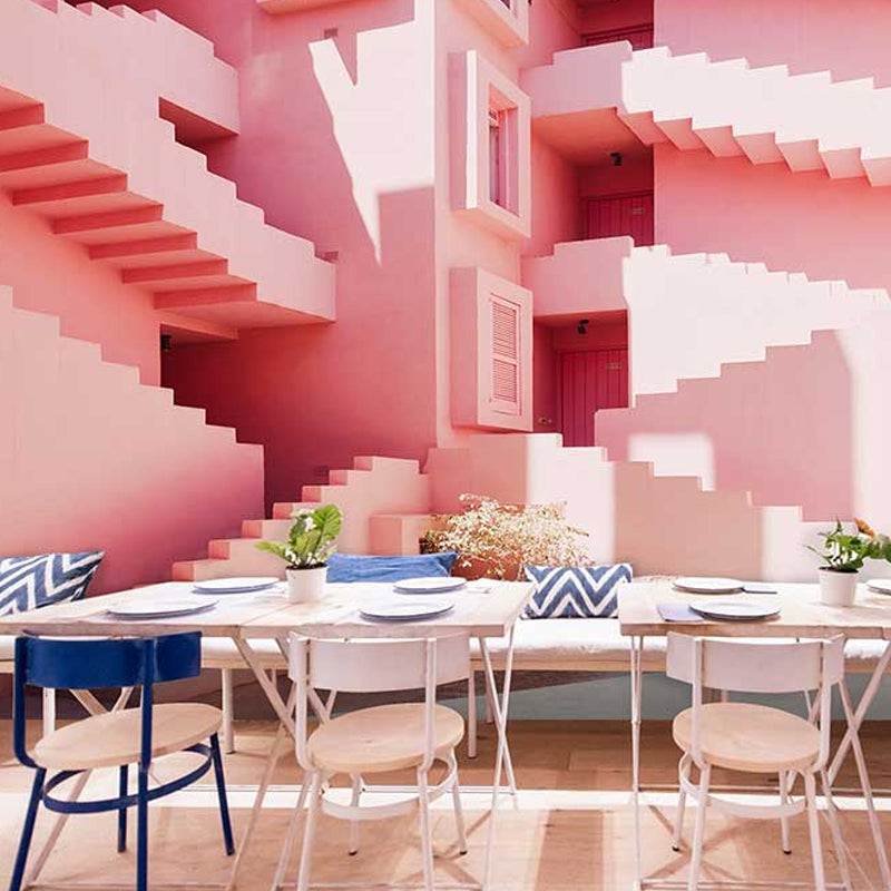 Illustration Style Mural Wallpaper Stairs and Apartment Giant Wall Covering for Home Decor, Made to Measure Clearhalo 'Wall Decor' 'Wall Mural' 917110