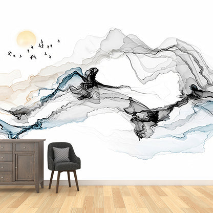 Abstract Wall Murals Pastel Color Smoke Extra Large Wall Decor, Customized Size Available Gray-Blue Clearhalo 'Wall Decor' 'Wall Mural' 917264
