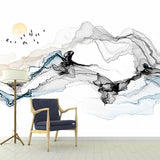 Abstract Wall Murals Pastel Color Smoke Extra Large Wall Decor, Customized Size Available Gray-Blue custom Clearhalo 'Wall Decor' 'Wall Mural' 917266