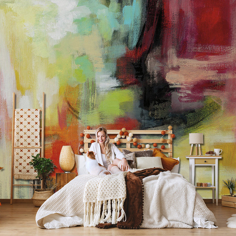 Vintage Wall Murals with Multi-Colored Graffiti of Wash Painting Style for Gallery and Commercial Occasions, Non-Woven Fabric Clearhalo 'Wall Decor' 'Wall Mural' 917321