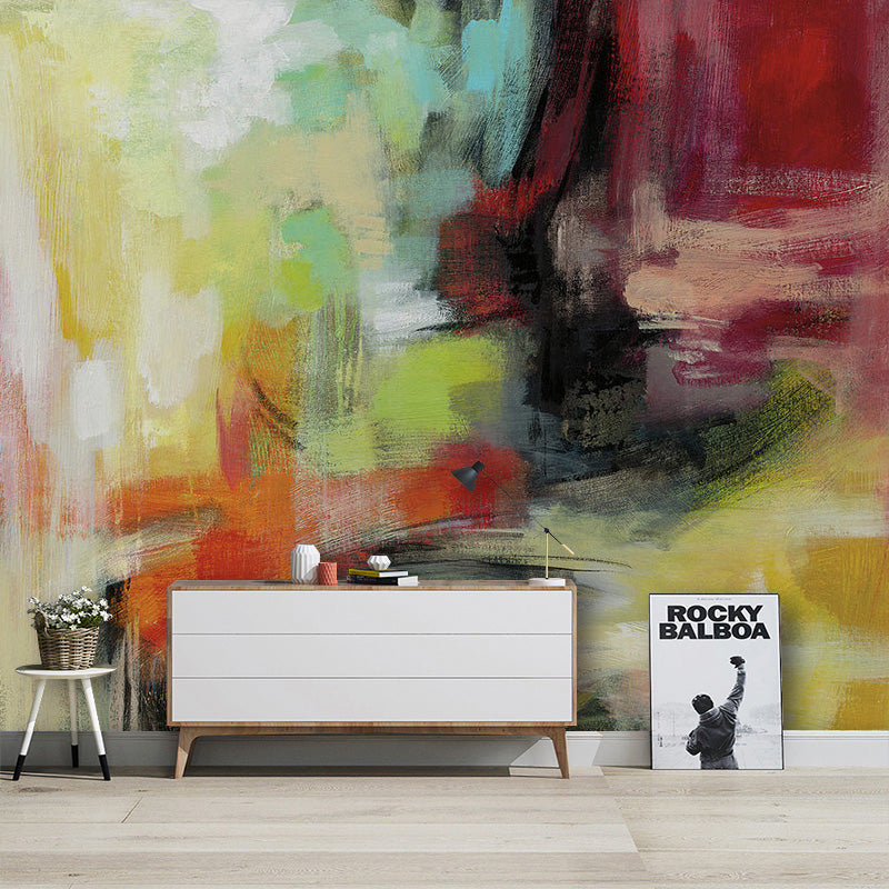 Vintage Wall Murals with Multi-Colored Graffiti of Wash Painting Style for Gallery and Commercial Occasions, Non-Woven Fabric Clearhalo 'Wall Decor' 'Wall Mural' 917322