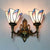 Multicolored Cone Wall Lamp Tiffany Glass 2 Heads Wall Mount Light in Pink for Dining Room Pink Clearhalo 'Industrial' 'Middle century wall lights' 'Tiffany wall lights' 'Tiffany' 'Wall Lamps & Sconces' 'Wall Lights' Lighting' 91742
