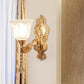 Gold Flower/Bell Wall Light Sconce Modernist Crystal Shade 1 Light Living Room Wall Mounted Lamp Clearhalo 'Wall Lamps & Sconces' 'Wall Lights' Lighting' 917469