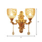 2 Lights Dome/Flower Up Wall Sconce Light European Gold Textured Crystal Wall Lamp Fixture Clearhalo 'Wall Lamps & Sconces' 'Wall Lights' Lighting' 917476