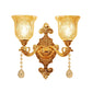 2 Lights Dome/Flower Up Wall Sconce Light European Gold Textured Crystal Wall Lamp Fixture Clearhalo 'Wall Lamps & Sconces' 'Wall Lights' Lighting' 917479