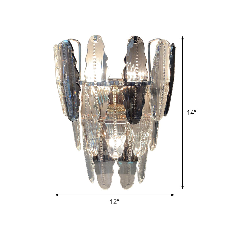 3-Light Tapered Wall Sconce Lighting Post Modern Clear Crystal Wall Mounted Light Fixture Clearhalo 'Modern wall lights' 'Modern' 'Wall Lamps & Sconces' 'Wall Lights' Lighting' 917485