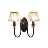 1 Light Trapezoid/Flower/Drum Wall Light Sconce Post Modern Black Metal Wall Mount Light with Clear Crystal Shade Clearhalo 'Cast Iron' 'Glass' 'Industrial' 'Modern wall lights' 'Modern' 'Tiffany' 'Traditional wall lights' 'Wall Lamps & Sconces' 'Wall Lights' Lighting' 917510