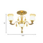 Milk Glass Tulip Flower Semi Flush Modern 3-Light Bedroom Close to Ceiling Light in Gold Clearhalo 'Ceiling Lights' 'Close To Ceiling Lights' 'Close to ceiling' 'Semi-flushmount' Lighting' 917534