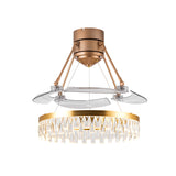 Crystal Prism Gold LED Fan Light Circular 3-Blade Postmodern Style Semi Flush Mount Ceiling Light, 48" Wide Clearhalo 'Ceiling Fans with Lights' 'Ceiling Fans' 'Modern Ceiling Fans' 'Modern' Lighting' 917569