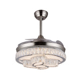 Crystal Petals Ceiling Fan Lamp Modern 3 Blades Living Room LED Semi Mount Lighting in Nickel, 42.5" Wide Clearhalo 'Ceiling Fans with Lights' 'Ceiling Fans' 'Modern Ceiling Fans' 'Modern' Lighting' 917581