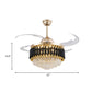 Prismatic Crystal Black-Gold Fan Light Layered Tapered Postmodern LED Semi Mount Lighting with 4 Blades, 47" Width Clearhalo 'Ceiling Fans with Lights' 'Ceiling Fans' 'Modern Ceiling Fans' 'Modern' Lighting' 917630
