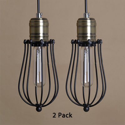 1 Light Wire Cage Hanging Lamp Industrial Rustic Black Metal Pendant Lighting for Kitchen, 2 Pack Black Clearhalo 'Art Deco Pendants' 'Black' 'Cast Iron' 'Ceiling Lights' 'Ceramic' 'Crystal' 'Industrial Pendants' 'Industrial' 'Metal' 'Middle Century Pendants' 'Pendant Lights' 'Pendants' 'Rustic Pendants' 'Tiffany' Lighting' 91764