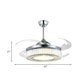 47" Wide LED Flush Ceiling Fan Minimalist Round Crystal Semi Flush Light with 4 Retractable Blades in Chrome Clearhalo 'Ceiling Fans with Lights' 'Ceiling Fans' 'Modern Ceiling Fans' 'Modern' Lighting' 917654