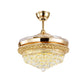 35.5" Wide 4 Blades LED Fan Light Kit Simple Conical Opulent Inlaid Crystal Semi Flush Light Fixture in Gold Clearhalo 'Ceiling Fans with Lights' 'Ceiling Fans' 'Modern Ceiling Fans' 'Modern' Lighting' 917681
