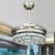 Chrome 3-Ring Flush Mount Ceiling Fan Modern Crystal 4 Blades Parlor LED Semi-Flush Mount Light, 42.5" W Chrome Clearhalo 'Ceiling Fans with Lights' 'Ceiling Fans' 'Modern Ceiling Fans' 'Modern' Lighting' 917737