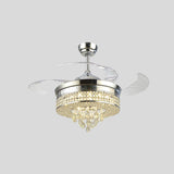 42.5" Wide Minimalist Round Fan Light 3-Blade LED Crystal Semi Flush Mount Ceiling Fixture with Cone Drops in Chrome Clearhalo 'Ceiling Fans with Lights' 'Ceiling Fans' 'Modern Ceiling Fans' 'Modern' Lighting' 917751