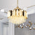 Layered Tri-Sided Crystal Rod Ceiling Fan Modern 3 Blades Living Room LED Semi Flush Light in Gold, 19" Width Gold Clearhalo 'Ceiling Fans with Lights' 'Ceiling Fans' 'Modern Ceiling Fans' 'Modern' Lighting' 917753