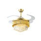 Postmodern Multi-Tier Fan Lighting 3 Blades Crystal LED Semi Flush Ceiling Light in Gold, 19" Wide Clearhalo 'Ceiling Fans with Lights' 'Ceiling Fans' 'Modern Ceiling Fans' 'Modern' Lighting' 917763