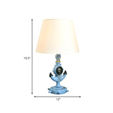 Anchor Shape Resin Night Table Light Mediterranean 1 Bulb Light Blue Desk Lamp with Barrel White Fabric Shade Clearhalo 'Lamps' 'Table Lamps' Lighting' 917866