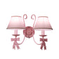 1/2-Light Bedroom Wall Mounted Light Macaron Pink Finish Bow Wall Lamp with Conic Fabric Shade Clearhalo 'Wall Lamps & Sconces' 'Wall Lights' Lighting' 917909