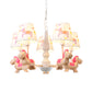 Barrel Hanging Chandelier Cartoon Fabric 5-Head White Finish Radial Pendant Light Kit with Carousel/Fish and Girl Deco Clearhalo 'Ceiling Lights' 'Chandeliers' Lighting' options 917926