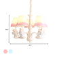 Pink/Blue Barrel Shade Chandelier Lighting Cartoon 5 Lights Fabric Pendulum Lamp with Unicorn Decor Clearhalo 'Ceiling Lights' 'Chandeliers' Lighting' options 917940