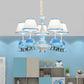 Cartoon Aircraft Chandelier Light Fixture Resin 3/5 Lights Child Room Ceiling Lamp with Cone White Fabric Shade in Blue Clearhalo 'Ceiling Lights' 'Chandeliers' Lighting' options 917958