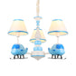 Cartoon Aircraft Chandelier Light Fixture Resin 3/5 Lights Child Room Ceiling Lamp with Cone White Fabric Shade in Blue Clearhalo 'Ceiling Lights' 'Chandeliers' Lighting' options 917964