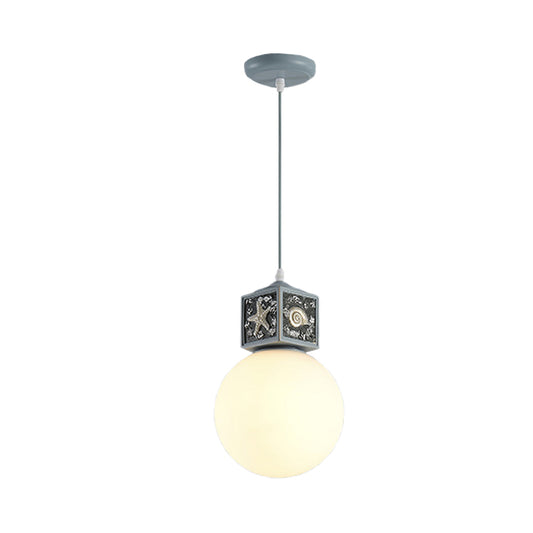 Orb Opal Glass Hanging Light Nordic 1 Head Sky/Water Blue Cube Ceiling Pendant Lamp for Kids Bedside Clearhalo 'Ceiling Lights' 'Close To Ceiling Lights' 'Glass shade' 'Glass' 'Pendant Lights' 'Pendants' Lighting' 917967