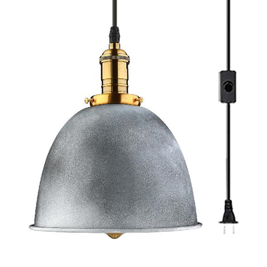 Aged Silver Bell Shade Suspended Light Industrial Style Iron 1 Head Dining Room Hanging Fixture Clearhalo 'Art Deco Pendants' 'Cast Iron' 'Ceiling Lights' 'Ceramic' 'Crystal' 'Industrial Pendants' 'Industrial' 'Metal' 'Middle Century Pendants' 'Pendant Lights' 'Pendants' 'Tiffany' Lighting' 91800