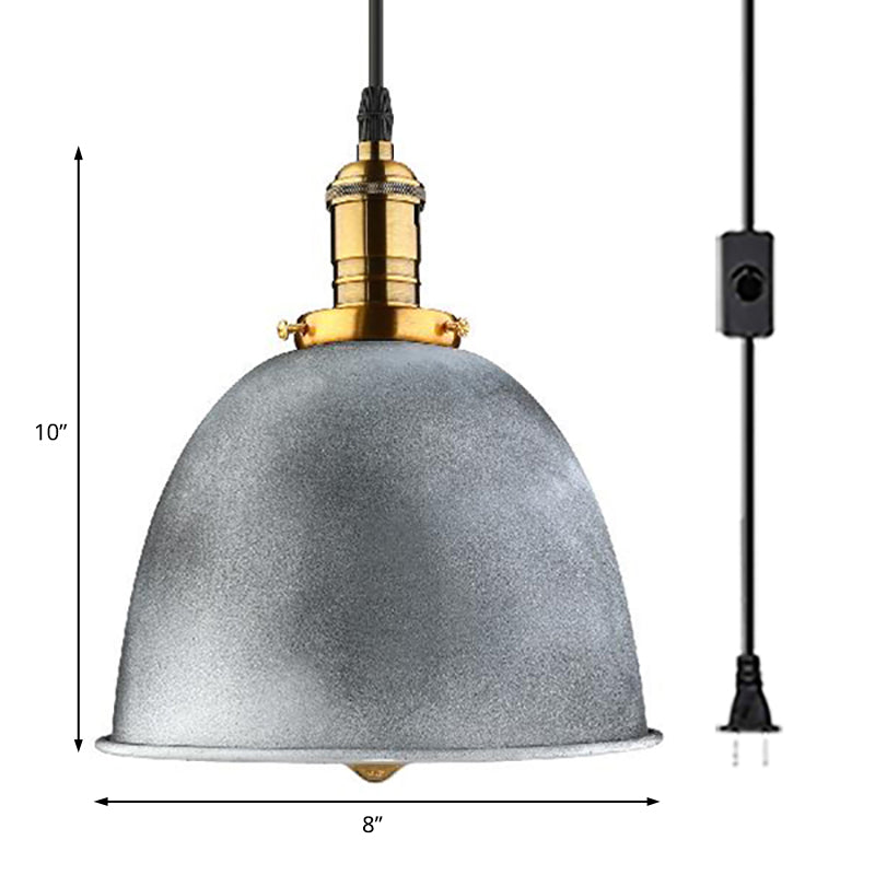 Aged Silver Bell Shade Suspended Light Industrial Style Iron 1 Head Dining Room Hanging Fixture Clearhalo 'Art Deco Pendants' 'Cast Iron' 'Ceiling Lights' 'Ceramic' 'Crystal' 'Industrial Pendants' 'Industrial' 'Metal' 'Middle Century Pendants' 'Pendant Lights' 'Pendants' 'Tiffany' Lighting' 91801