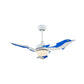 Dome Ceiling Fan Light Cartoon Metal 42" Wide LED Bedroom Semi Flush Mount Lamp with 3-Dolphin Blades in White/Blue Clearhalo 'Ceiling Fans with Lights' 'Ceiling Fans' 'Kids Ceiling Fans' 'Kids' Lighting' 918022