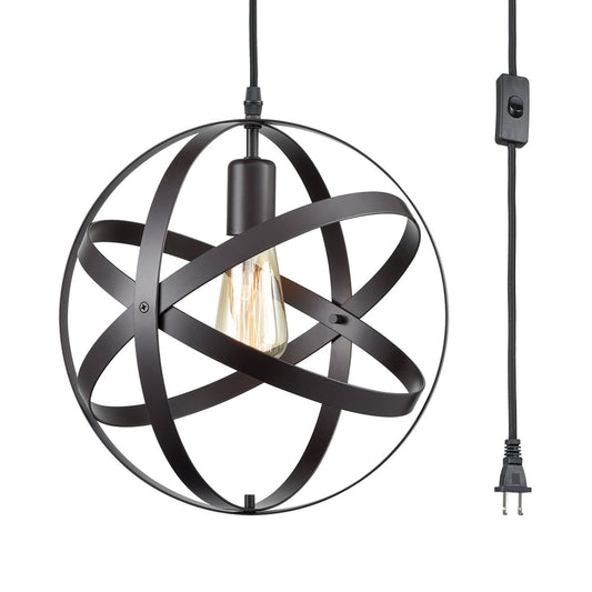 Orbit Metal Hanging Light Fixture Modern 1 Head Living Room Hanging Lamp with Wire Frame in Black Clearhalo 'Art Deco Pendants' 'Black' 'Cast Iron' 'Ceiling Lights' 'Ceramic' 'Crystal' 'Industrial Pendants' 'Industrial' 'Metal' 'Middle Century Pendants' 'Pendant Lights' 'Pendants' 'Rustic Pendants' 'Tiffany' Lighting' 91805