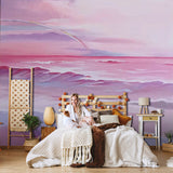 Fluttering Pink Seashore Wall Murals for Girls, Non-Woven Fabric