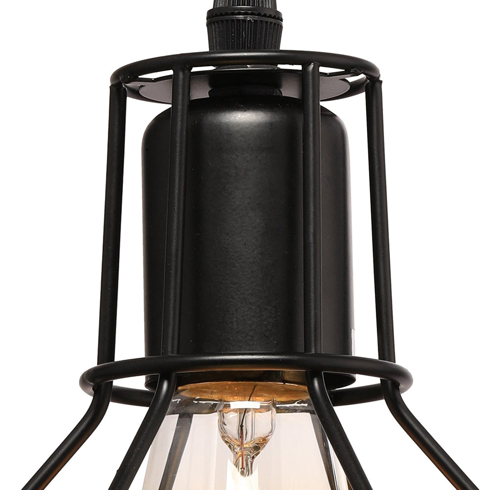 1 Bulb Plug In Suspension Light with Globe Cage Shade Retro Loft Black Metal Hanging Ceiling Light Clearhalo 'Art Deco Pendants' 'Black' 'Cast Iron' 'Ceiling Lights' 'Ceramic' 'Crystal' 'Industrial Pendants' 'Industrial' 'Metal' 'Middle Century Pendants' 'Pendant Lights' 'Pendants' 'Rustic Pendants' 'Tiffany' Lighting' 91811