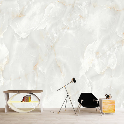 Contemporary Marble Wall Covering in Yellow and White Bedroom Mural Wallpaper, Custom-Printed Yellow-White Clearhalo 'Wall Decor' 'Wall Mural' 918132