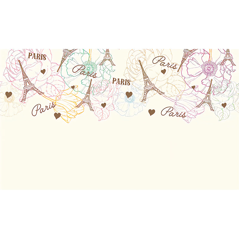 Romantic Mural Wallpaper for Living Room, Pastel Turquoise Gardenia and Branch, Personalized Size Available Clearhalo 'Wall Decor' 'Wall Mural' 918336