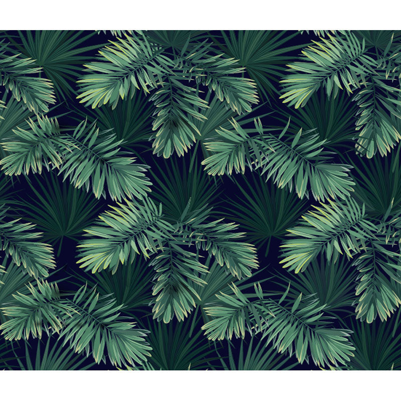 Extra Large Tropical Leaf Mural Wallpaper in Green Non-Woven Wall Decor for Bedroom, Custom-Printed Clearhalo 'Wall Decor' 'Wall Mural' 918851