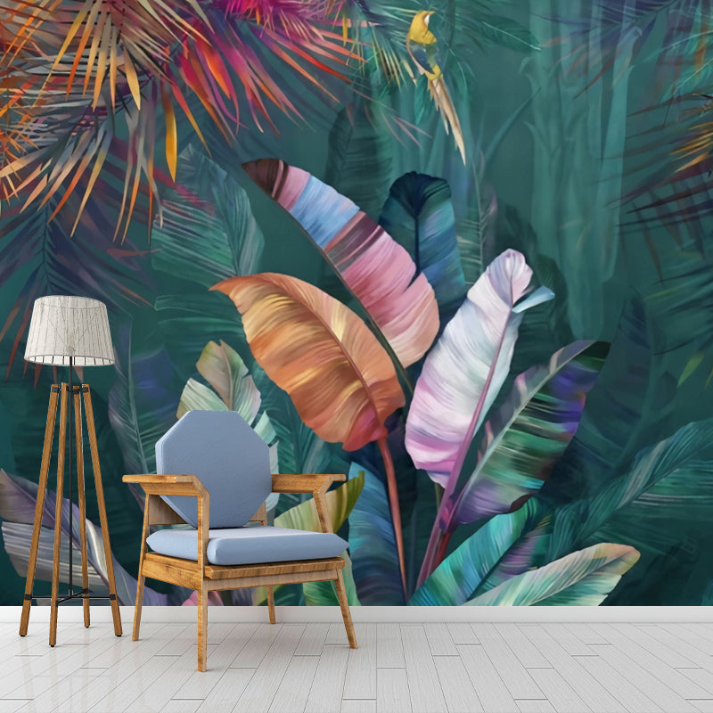 Tropical Banana Leaf Wall Art in Green Living Room Mural Wallpaper, Made to Measure Clearhalo 'Wall Decor' 'Wall Mural' 918914