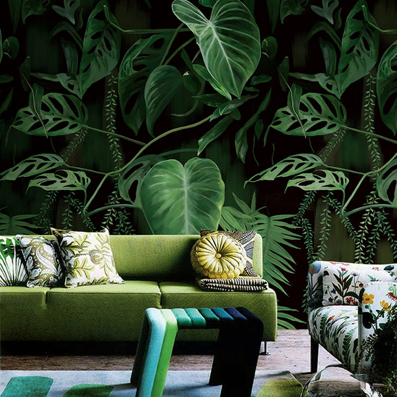 Photo Style Jungle Wall Art Extra Large Mural Wallpaper for Living Room, Made to Measure Green Clearhalo 'Wall Decor' 'Wall Mural' 919354