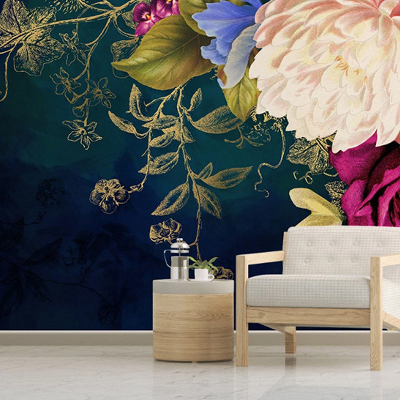 Whole Abstract Wall Art Blackish Green Rose Mural Wallpaper, Personalized Size Available custom Clearhalo 'Wall Decor' 'Wall Mural' 919524