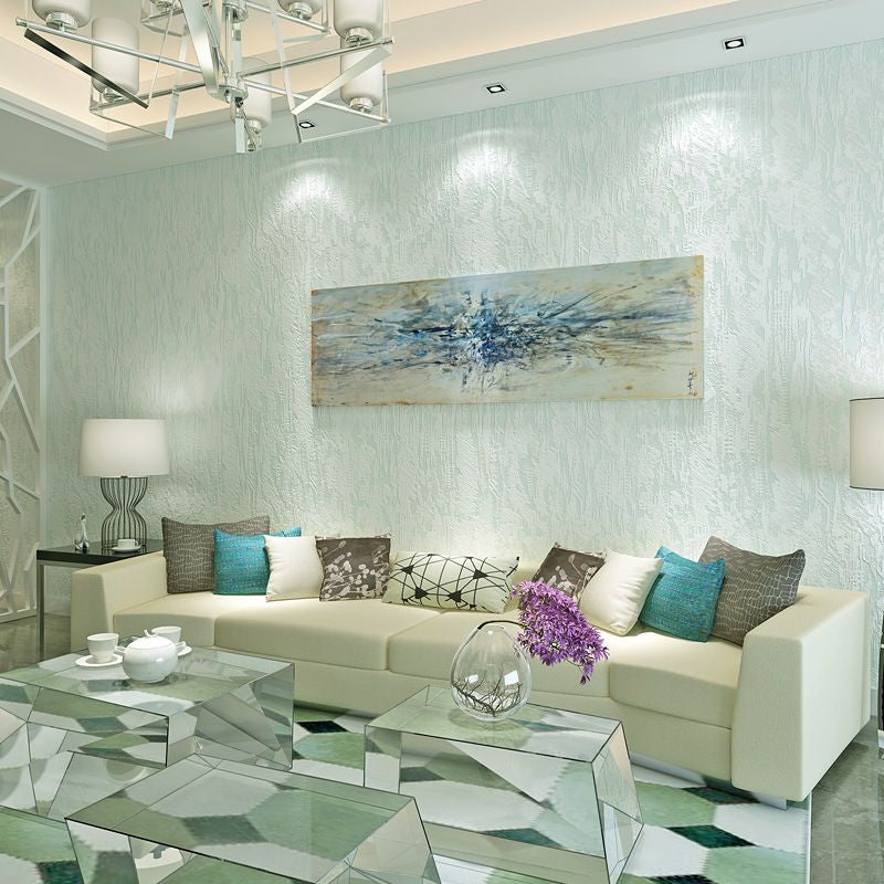 Non-Woven Wall Decor 31-foot x 20.5-inch Modern Non-Pasted Textured Surface Wallpaper Roll Turquoise Clearhalo 'Modern wall decor' 'Modern' 'Wallpaper' Wall Decor' 919980