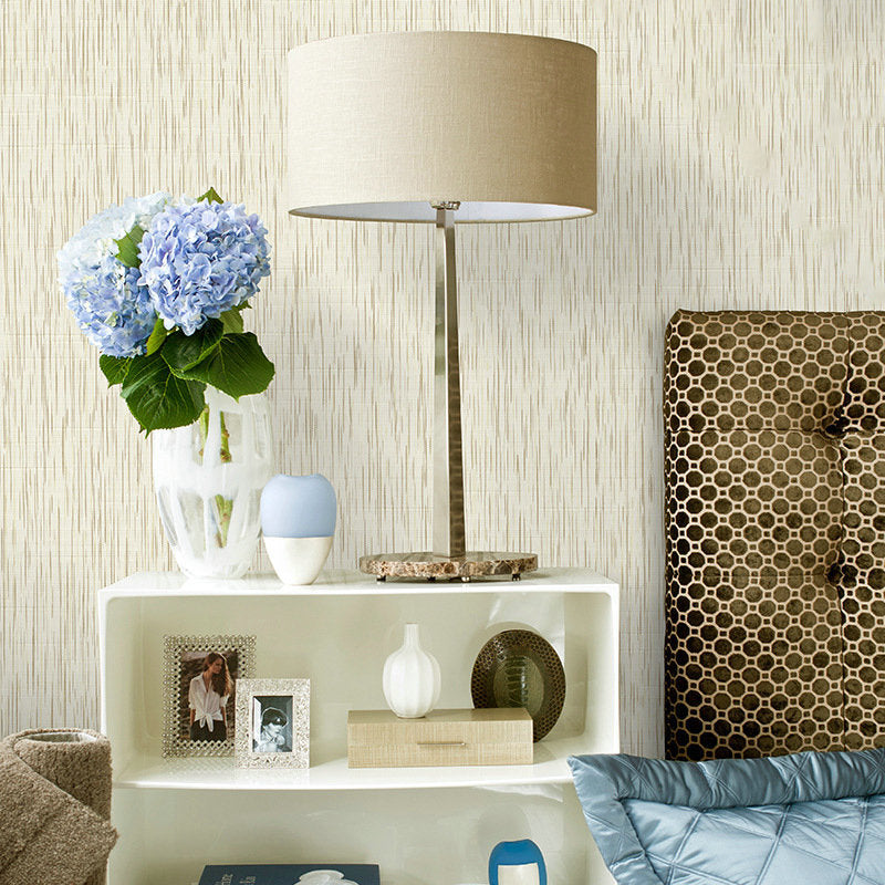 Modern Textured Stripe Wallpaper Stain-Resistant Non-Pasted Wall Covering, 33-foot x 20.5-inch Beige Clearhalo 'Modern wall decor' 'Modern' 'Wallpaper' Wall Decor' 919983