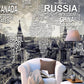 Full Size Wall Decor for Living Room Name of Various Countries and Retro Tower Wall Mural in Warm Color, Stain Resistant Clearhalo 'Wall Decor' 'Wall Mural' 920342