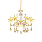 6 Lights Floral Hanging Chandelier Mid-Century Gold Crystal Ceiling Suspension Lamp Clearhalo 'Ceiling Lights' 'Chandeliers' Lighting' options 920475
