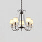 Pleated Fabric Cone Hanging Light Countryside 5 Heads Bedroom Chandelier with Braided Trim and Crystal Drop Clearhalo 'Ceiling Lights' 'Chandeliers' Lighting' options 920479