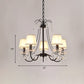 Pleated Fabric Cone Hanging Light Countryside 5 Heads Bedroom Chandelier with Braided Trim and Crystal Drop Clearhalo 'Ceiling Lights' 'Chandeliers' Lighting' options 920480
