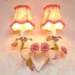 White 1/2-Head Wall Sconce Romantic Pastoral Fabric Bell Wall Mounted Light with Rose Decor Clearhalo 'Wall Lamps & Sconces' 'Wall Lights' Lighting' 920578