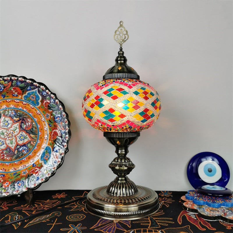 Art Deco Incense Burner Desk Light 1-Bulb Handcrafted Stained Glass Table Lamp in White/Beige/Yellow Clearhalo 'Lamps' 'Table Lamps' Lighting' 920738