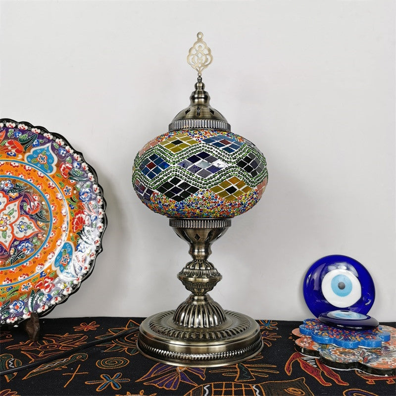 Art Deco Incense Burner Desk Light 1-Bulb Handcrafted Stained Glass Table Lamp in White/Beige/Yellow Clearhalo 'Lamps' 'Table Lamps' Lighting' 920748